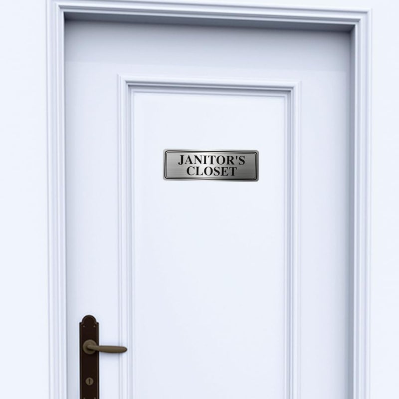 LEMBANG Metal Stainless Steel Janitor's Closet Sign for business,With Self Adhesive,9x3in (JANITOR CLOSET) - Image 4